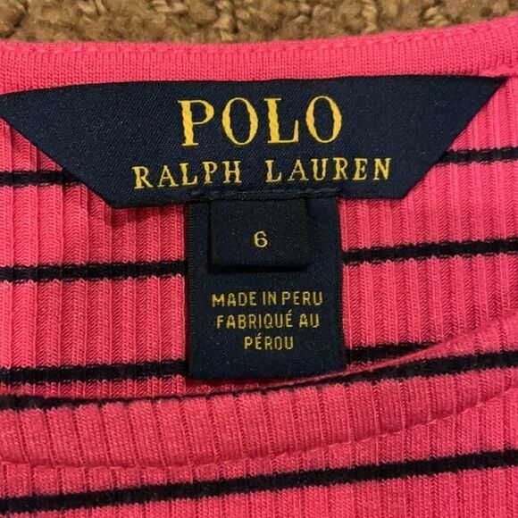 Polo Ralph Lauren Pink with Blue Striped Ribbed L/S Dress or Long Top - Picture 2 of 6